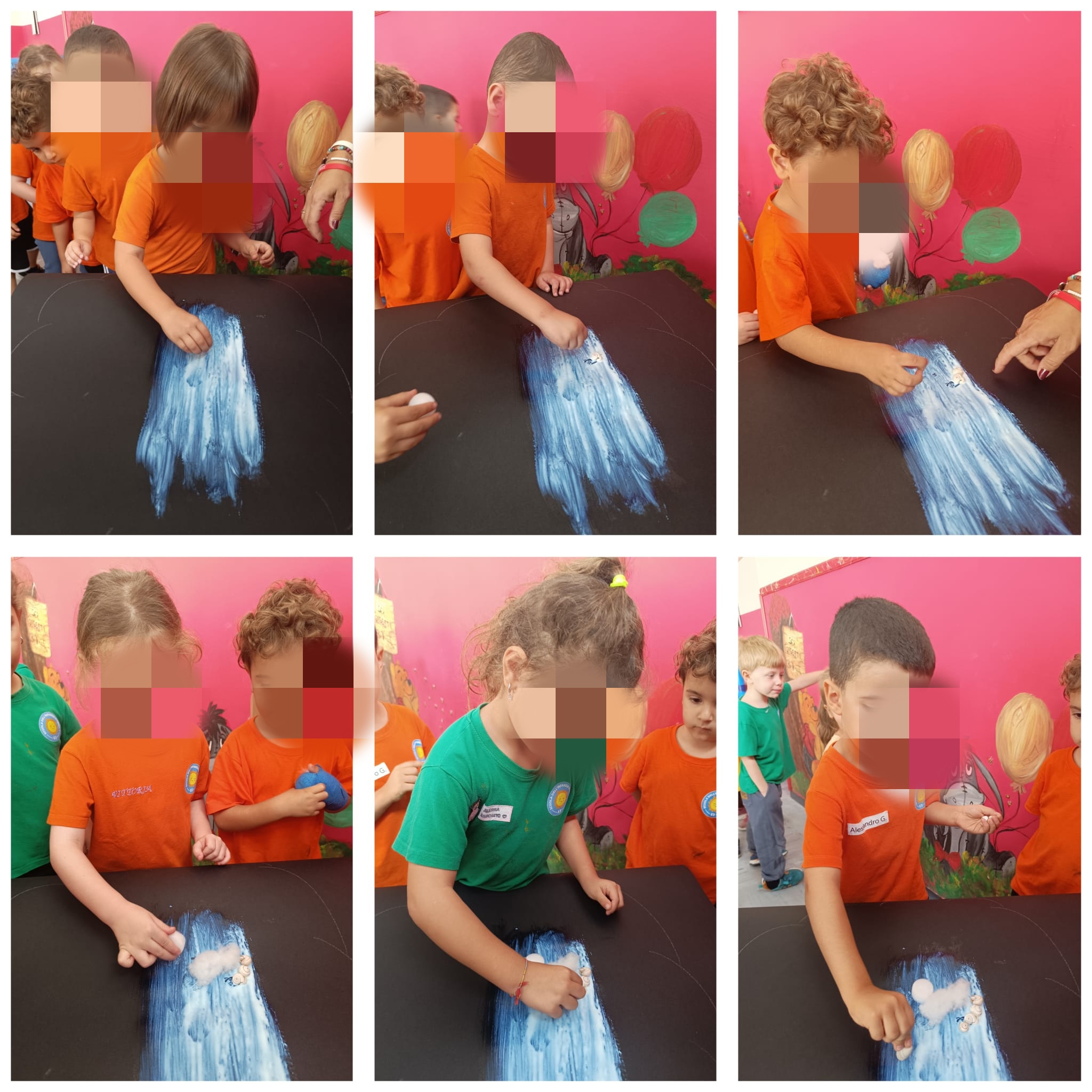 Laboratorio di pittura e cascata di colori